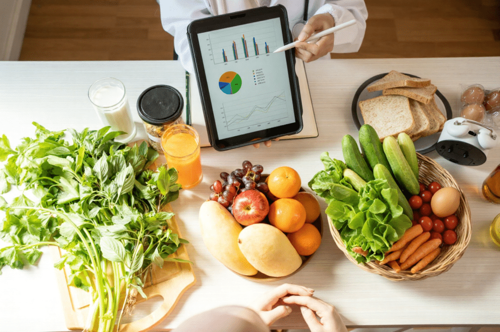 A doctor is helping the patient set realistic expectations for the next phase of his weight loss progress.