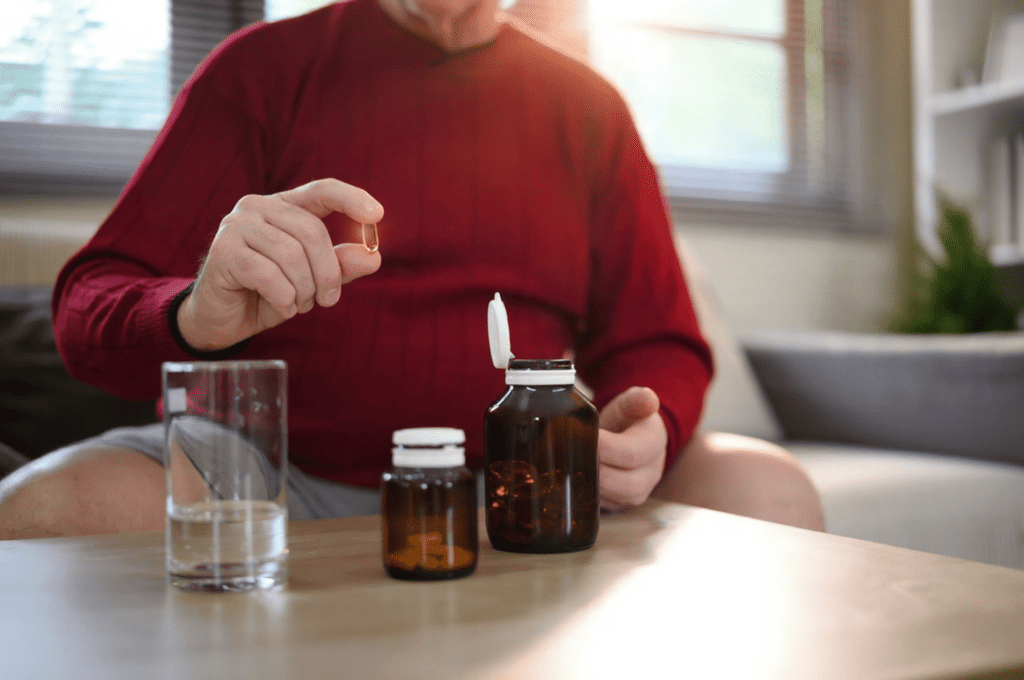 A man plans to bring all the supplements he is taking to his first testosterone consultation.