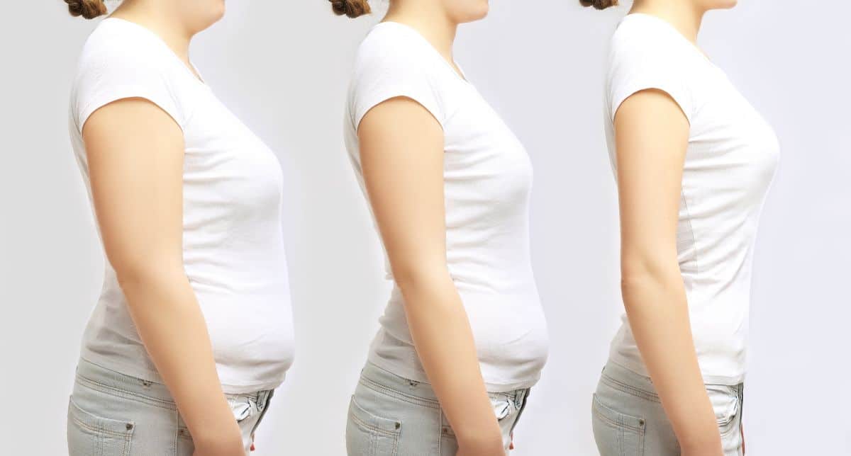 semaglutide_vs_tirzepatide Image of same woman through phases of weight loss